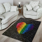 LGBT Pride Rainbow Heart Stones Print Area Rug