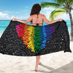 LGBT Pride Rainbow Heart Stones Print Beach Sarong Wrap