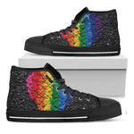 LGBT Pride Rainbow Heart Stones Print Black High Top Shoes