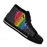 LGBT Pride Rainbow Heart Stones Print Black High Top Shoes