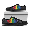 LGBT Pride Rainbow Heart Stones Print Black Low Top Sneakers