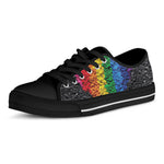 LGBT Pride Rainbow Heart Stones Print Black Low Top Shoes 