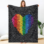 LGBT Pride Rainbow Heart Stones Print Blanket