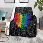 LGBT Pride Rainbow Heart Stones Print Blanket