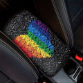LGBT Pride Rainbow Heart Stones Print Car Center Console Cover