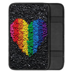 LGBT Pride Rainbow Heart Stones Print Car Center Console Cover