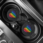 LGBT Pride Rainbow Heart Stones Print Car Coasters