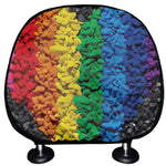 LGBT Pride Rainbow Heart Stones Print Car Headrest Covers