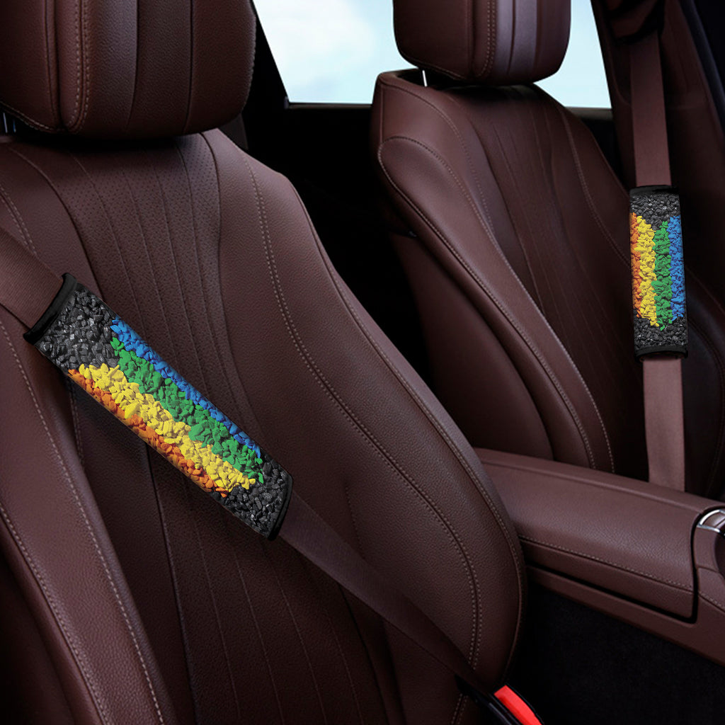 LGBT Pride Rainbow Heart Stones Print Car Seat Belt Covers
