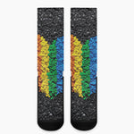 LGBT Pride Rainbow Heart Stones Print Crew Socks