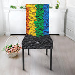LGBT Pride Rainbow Heart Stones Print Dining Chair Slipcover