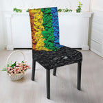 LGBT Pride Rainbow Heart Stones Print Dining Chair Slipcover