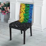 LGBT Pride Rainbow Heart Stones Print Dining Chair Slipcover