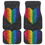 LGBT Pride Rainbow Heart Stones Print Front and Back Car Floor Mats