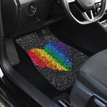 LGBT Pride Rainbow Heart Stones Print Front and Back Car Floor Mats