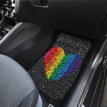 LGBT Pride Rainbow Heart Stones Print Front and Back Car Floor Mats