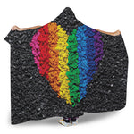 LGBT Pride Rainbow Heart Stones Print Hooded Blanket