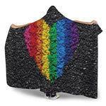 LGBT Pride Rainbow Heart Stones Print Hooded Blanket