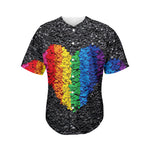 LGBT Pride Rainbow Heart Stones Print Men's Baseball Jersey