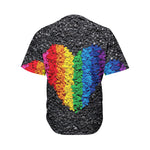 LGBT Pride Rainbow Heart Stones Print Men's Baseball Jersey