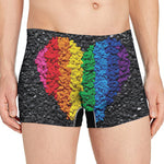 LGBT Pride Rainbow Heart Stones Print Men's Boxer Briefs