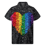 LGBT Pride Rainbow Heart Stones Print Men's Short Sleeve Shirt