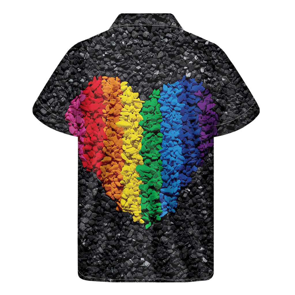 LGBT Pride Rainbow Heart Stones Print Men's Short Sleeve Shirt
