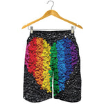 LGBT Pride Rainbow Heart Stones Print Men's Shorts