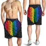 LGBT Pride Rainbow Heart Stones Print Men's Shorts