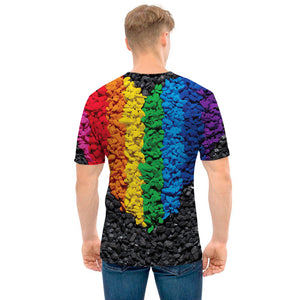 LGBT Pride Rainbow Heart Stones Print Men's T-Shirt