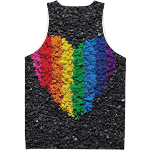 LGBT Pride Rainbow Heart Stones Print Men's Tank Top