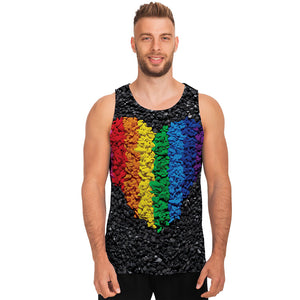 LGBT Pride Rainbow Heart Stones Print Men's Tank Top
