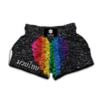 LGBT Pride Rainbow Heart Stones Print Muay Thai Boxing Shorts