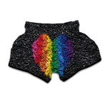 LGBT Pride Rainbow Heart Stones Print Muay Thai Boxing Shorts