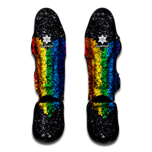 LGBT Pride Rainbow Heart Stones Print Muay Thai Shin Guard