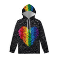 LGBT Pride Rainbow Heart Stones Print Pullover Hoodie
