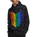LGBT Pride Rainbow Heart Stones Print Pullover Hoodie