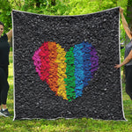 LGBT Pride Rainbow Heart Stones Print Quilt