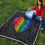 LGBT Pride Rainbow Heart Stones Print Quilt