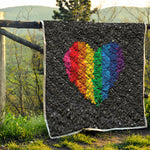LGBT Pride Rainbow Heart Stones Print Quilt