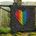 LGBT Pride Rainbow Heart Stones Print Quilt