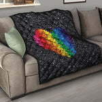 LGBT Pride Rainbow Heart Stones Print Quilt