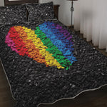 LGBT Pride Rainbow Heart Stones Print Quilt Bed Set