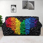 LGBT Pride Rainbow Heart Stones Print Sofa Cover