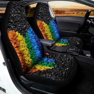 LGBT Pride Rainbow Heart Stones Print Universal Fit Car Seat Covers