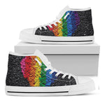 LGBT Pride Rainbow Heart Stones Print White High Top Shoes