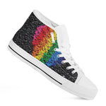 LGBT Pride Rainbow Heart Stones Print White High Top Shoes