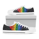 LGBT Pride Rainbow Heart Stones Print White Low Top Shoes