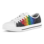 LGBT Pride Rainbow Heart Stones Print White Low Top Shoes