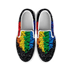 LGBT Pride Rainbow Heart Stones Print White Slip On Shoes
